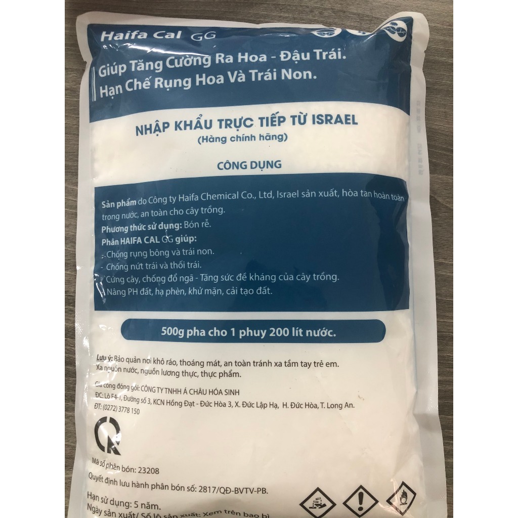 Phân bón lá Canxi Nitrat -HAIFA CAL GG (15,5-0-0 + 26,5 CaO) bổ sung canxi, chống thối trái, nám trái, nứt trái ...1kg