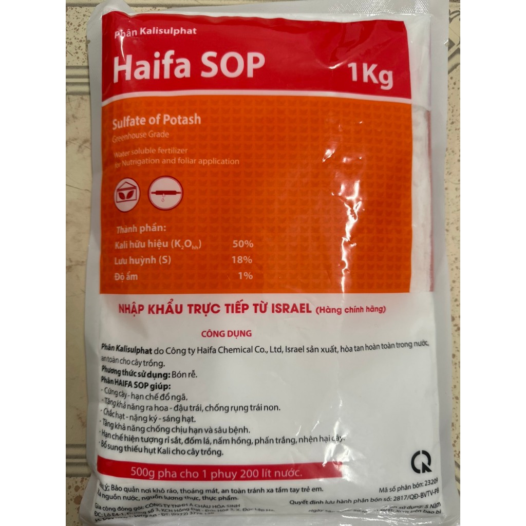 Phân bón Haifa SOP Kali Sulfat (K2SO4) 0-0-50+ 18S (1KG)