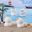 Set 6 vịt trắng đi biển dễ thương trang trí bàn làm việc, tủ sách, quà tặng, tiểu cảnh