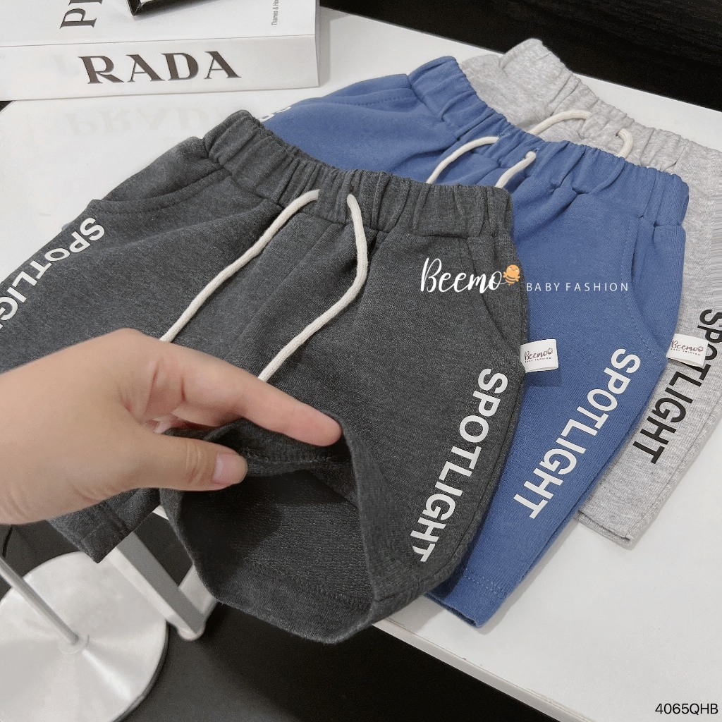 Quần cotton da cá dáng thể thao cho bé, quần đùi bé trai cotton da cá dầy dặn cho bé