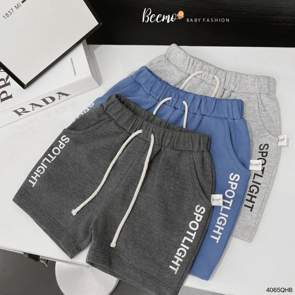 Quần cotton da cá dáng thể thao cho bé, quần đùi bé trai cotton da cá dầy dặn cho bé