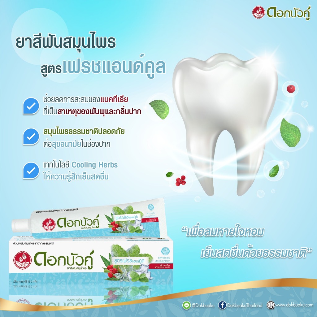 KEM ĐÁNH RĂNG THẢO DƯỢC THƠM MÁT TRẮNG SÁNG RĂNG HƯƠNG BẠC HÀ COOL & FRESH, HƯƠNG TRUYỀN THỐNG DOKBUAKU