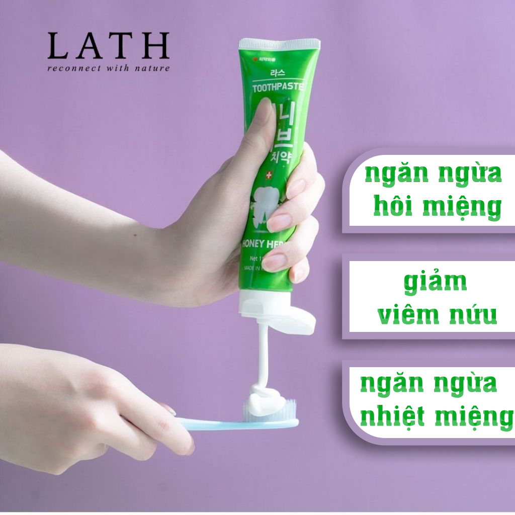 Combo 3 Kem đánh răng Hàn Quốc Lath Honey Herb, giảm mùi hôi miệng, chắc khỏe nướu và răng 150gX3