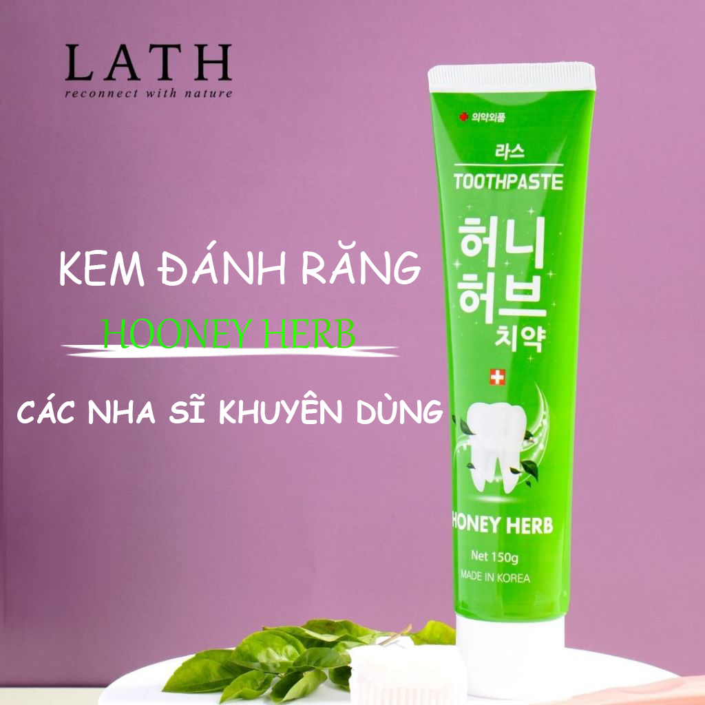 Combo 3 Kem đánh răng Hàn Quốc Lath Honey Herb, giảm mùi hôi miệng, chắc khỏe nướu và răng 150gX3