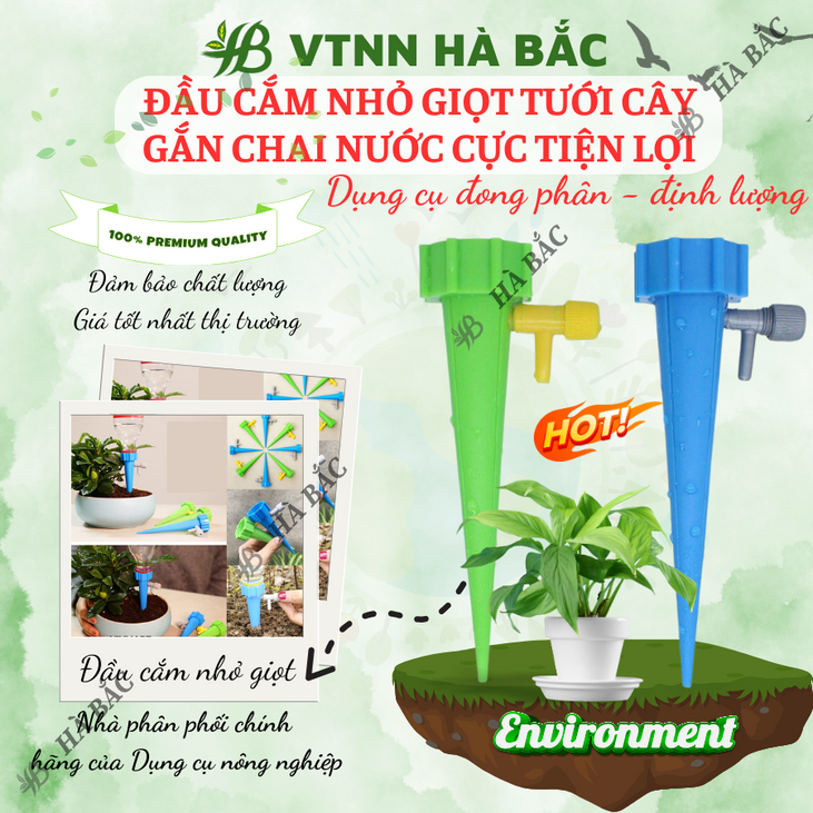 Đầu cắm nhỏ giọt tưới cây, gắn chai cực tiện lợi, van tưới tự động cho cây cảnh trong nhà