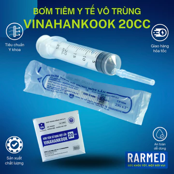 Bơm tiêm 20cc VINAHANKOOK bơm tiêm y tế xilanh 20ml vô trùng - Tặng kim / Nhiều cỡ