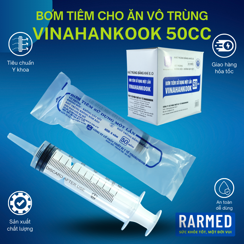 Bơm tiêm cho ăn 50cc VINAHANKOOK xilanh 50ml bơm tiêm lớn hút dịch ...