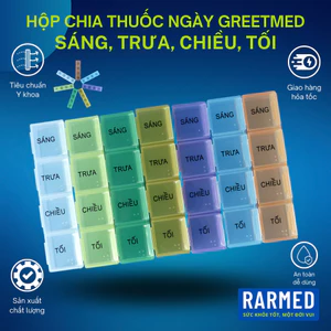 Hộp chia thuốc uống hàng ngày Sáng Trưa Chiều Tối Greetmed đựng thuốc nhắc uống thuốc - Nhiều màu