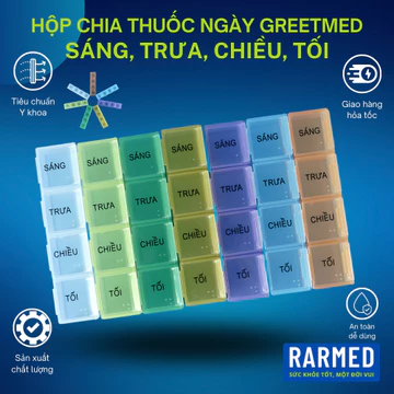 Hộp chia thuốc uống hàng ngày Sáng Trưa Chiều Tối Greetmed đựng thuốc nhắc uống thuốc - Nhiều màu