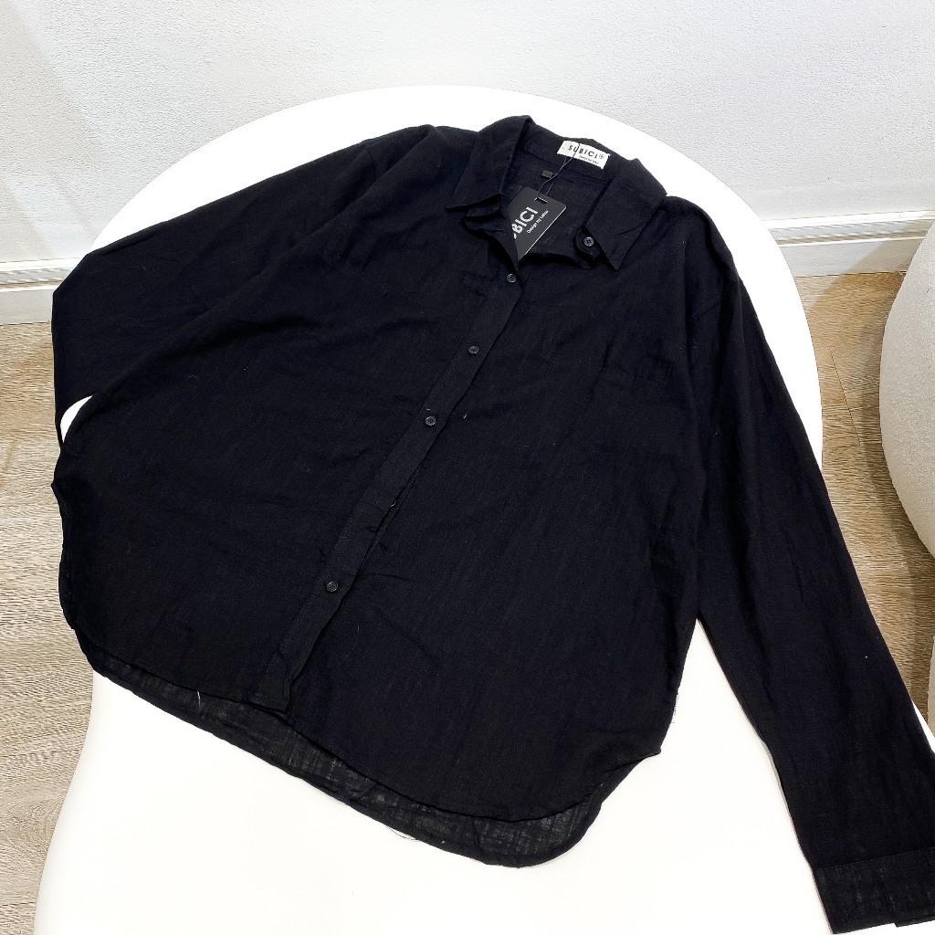 [FLASH SALE] Áo Sơ Mi Nữ Linen Trơn Nhiều Màu Freesize Mềm Mát, Áo Sơ Mi Form Rộng Vừa Chất Cotton Linen Top Cổ Tròn