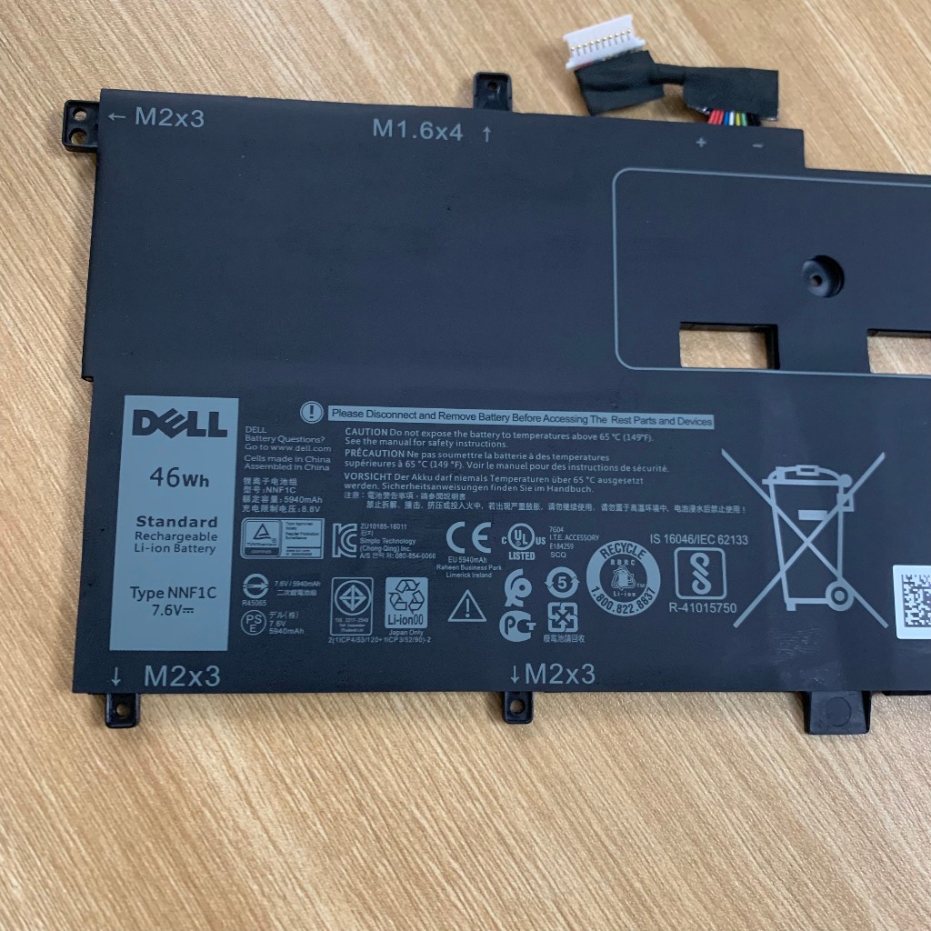 PIN DELL XPS 9365 NNF1C ZIN 4 CELL CHO DELL XPS 13 9365 13-9365, HMPFH NNF1C