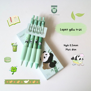 Set 4 Bút Bi LOPET Mực Đen / Cà phê Matcha Xanh Dương Hồng Ngòi 0.5mm Sáng Tạo