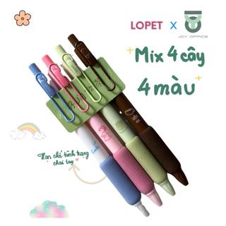 Set 4 Bút Bi LOPET Mực Đen / Cà phê Matcha Xanh Dương Hồng Ngòi 0.5mm Sáng Tạo