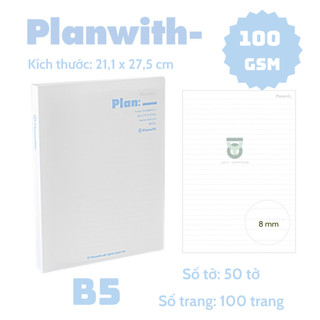 (Fullset) SỔ CÒNG PLANWITH A5/B5 100GSM 100 Trang CÓ THỂ REFILL GIẤY_Joy Office