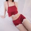 HT208 Bộ ngủ sexy 2 dây croptop hách dáng, đồ ngủ lụa phối ren xẻ hông gợi cảm HT208