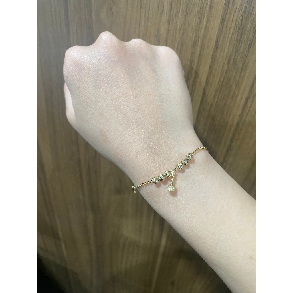 Ảnh Lắc tay nữ vàng 10K charm tháp rơi mix bi tròn thiết kế phay cổ điển thanh lịch Bảo Tín Mạnh Hải PYLTV10KDH-402002 3