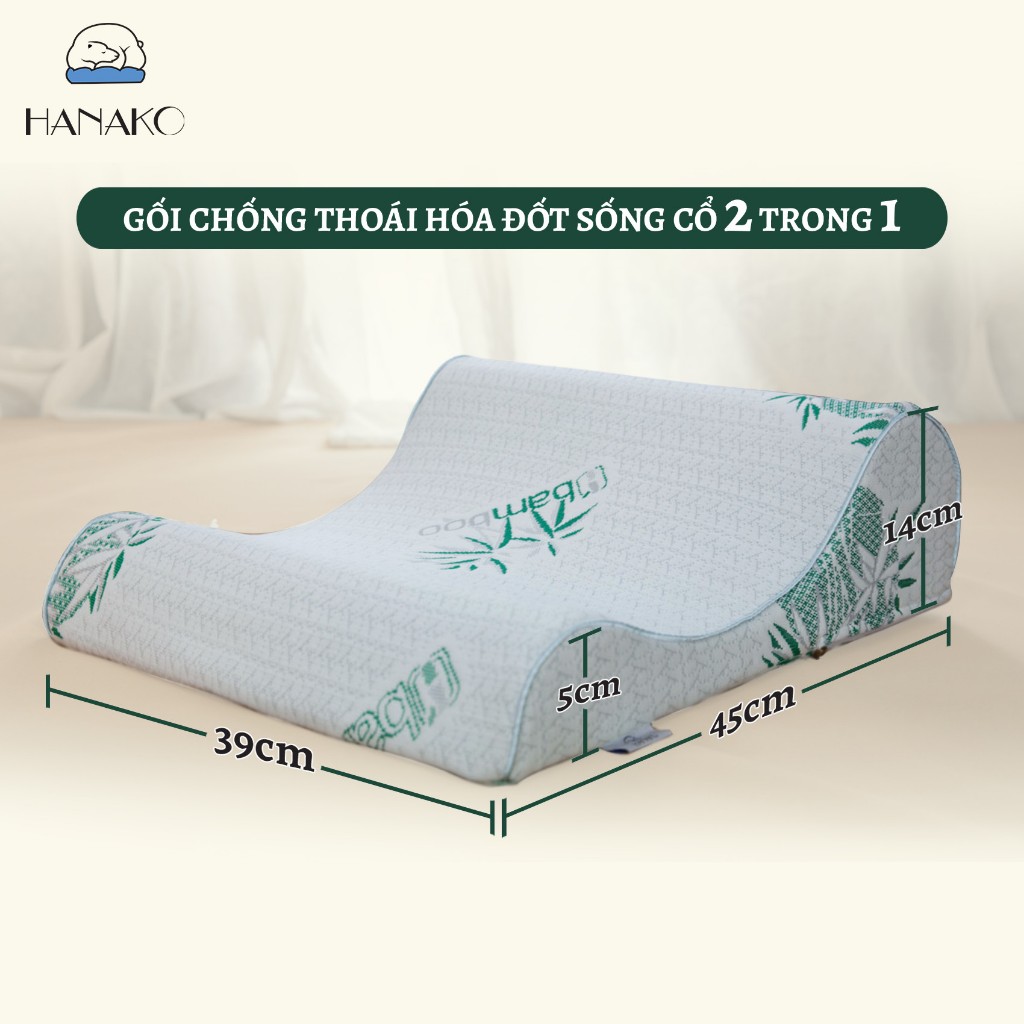 Vỏ gối cổ 2 đầu cao thấp HANAKO chống thoái hóa đốt sống cổ
