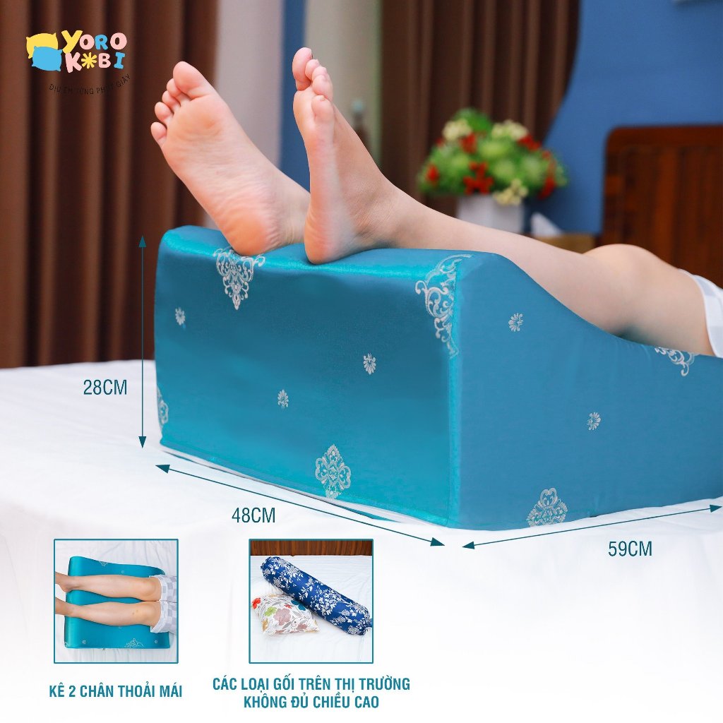 Gối Kê Chân Giãn Tĩnh Mạch Yorokobi 28cm – Hỗ Trợ Lưu Thông Máu, Giảm Tê Mỏi Chân