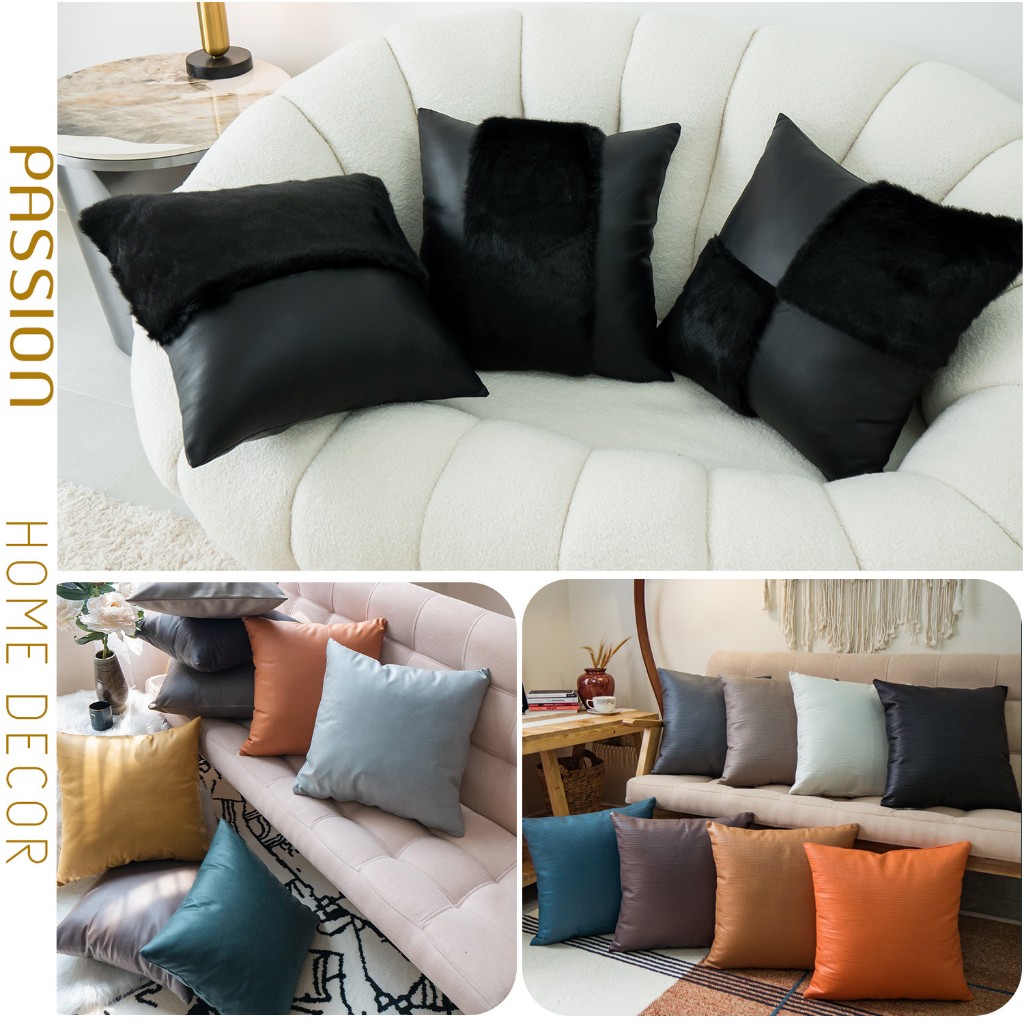 Vỏ Gối Vuông Sofa Giả Da Cao Cấp Phong Cách Châu Âu Sang Trọng Passion