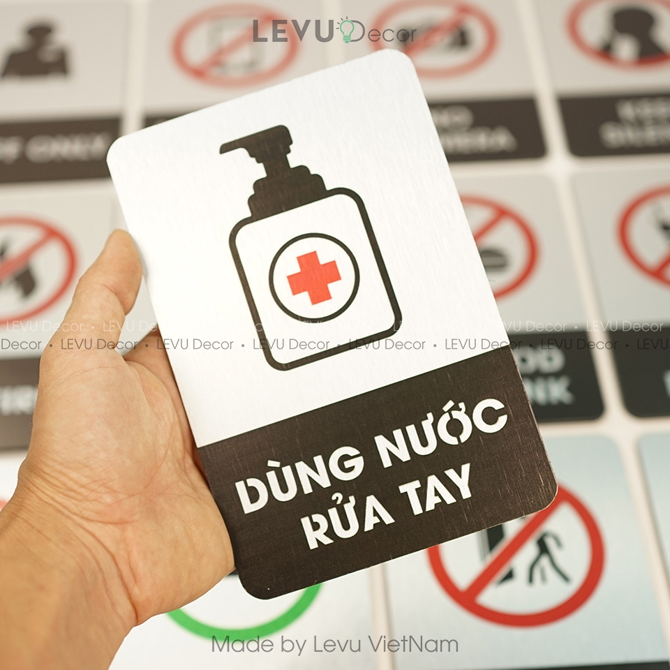Biển báo an toàn, bảng báo cấm bằng nhôm alu in uv chất lượng cao Levudecor