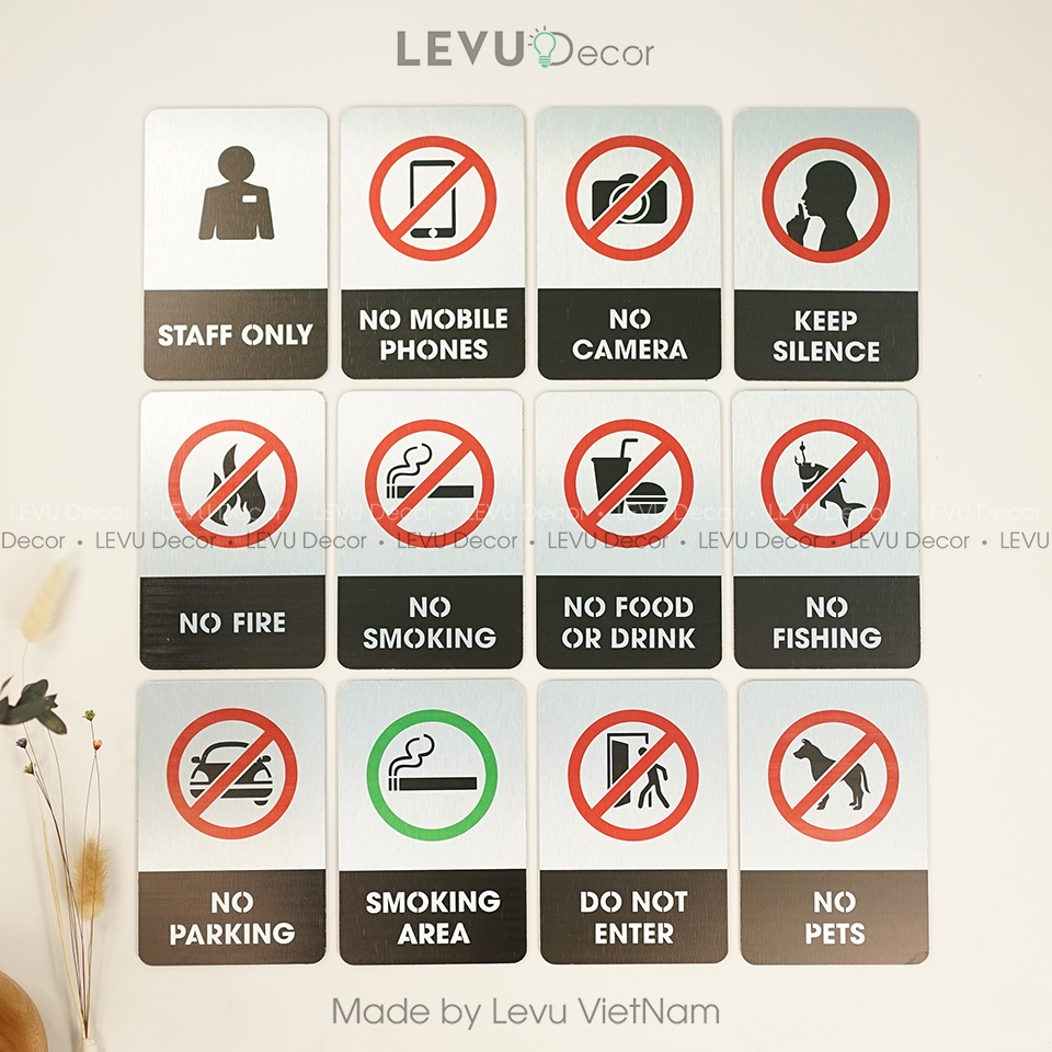 Biển báo an toàn, bảng báo cấm bằng nhôm alu in uv chất lượng cao Levudecor