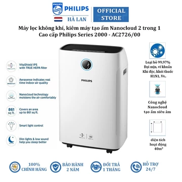 Máy lọc không khí kiêm tạo độ ẩm 2 trong 1 Philips AC2726/00 (Cảm biến chất lượng không khí 4 màu)