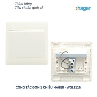 WGL111N - 10088 - Công tắc Đèn đơn 1 Chiều Hager -10A có đèn Neon  chính hãng- Bảo hành 12 tháng