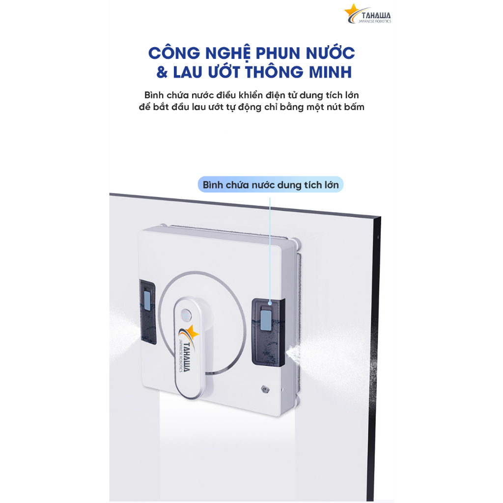 Robot lau kính cao cấp TAHAWA Nhật Bản TH-YW530- Phiên bản nâng cấp 2026-Phun 4 vòi đa hướng