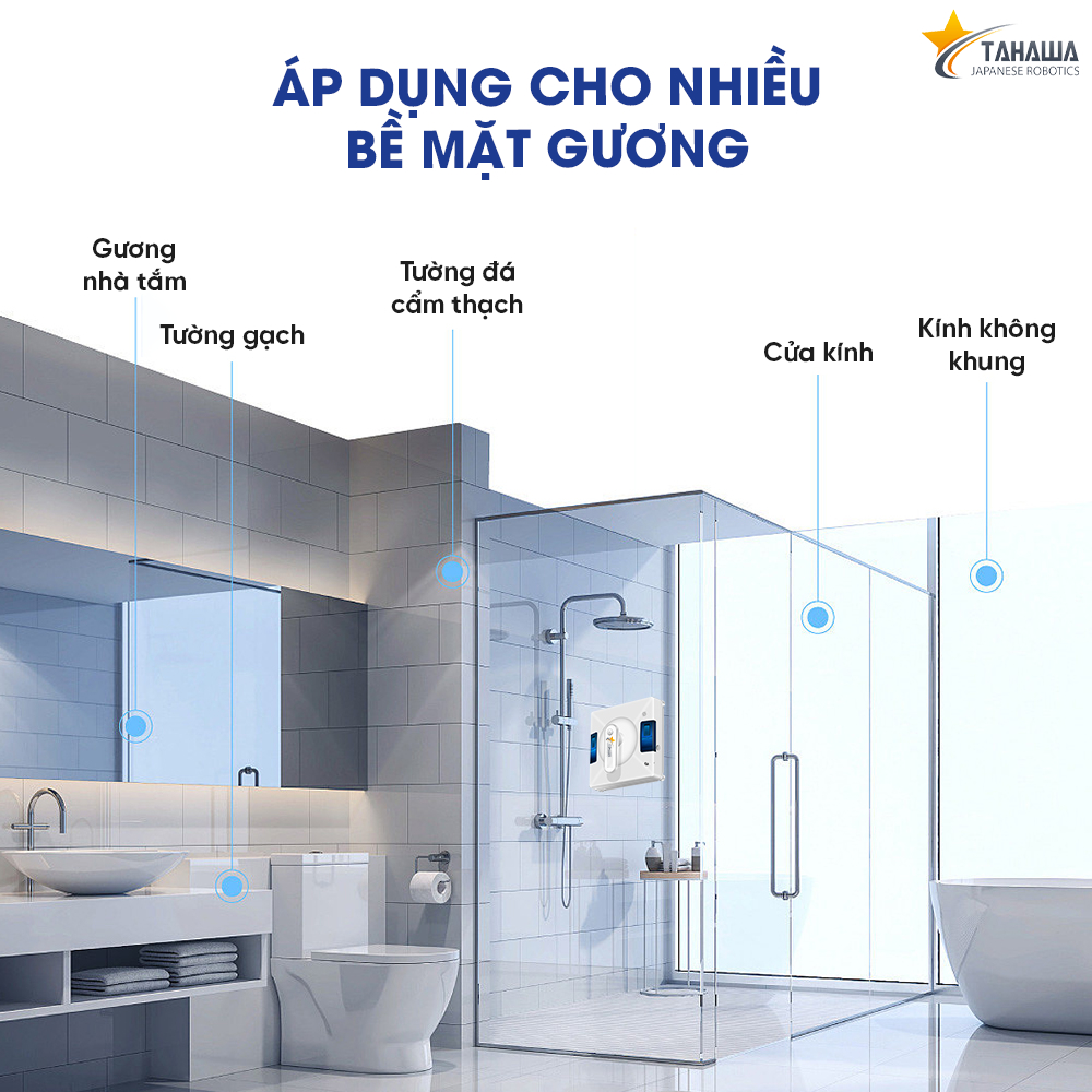 Robot lau kính cao cấp TAHAWA Nhật Bản TH-YW530- Phiên bản nâng cấp 2026-Phun 4 vòi đa hướng