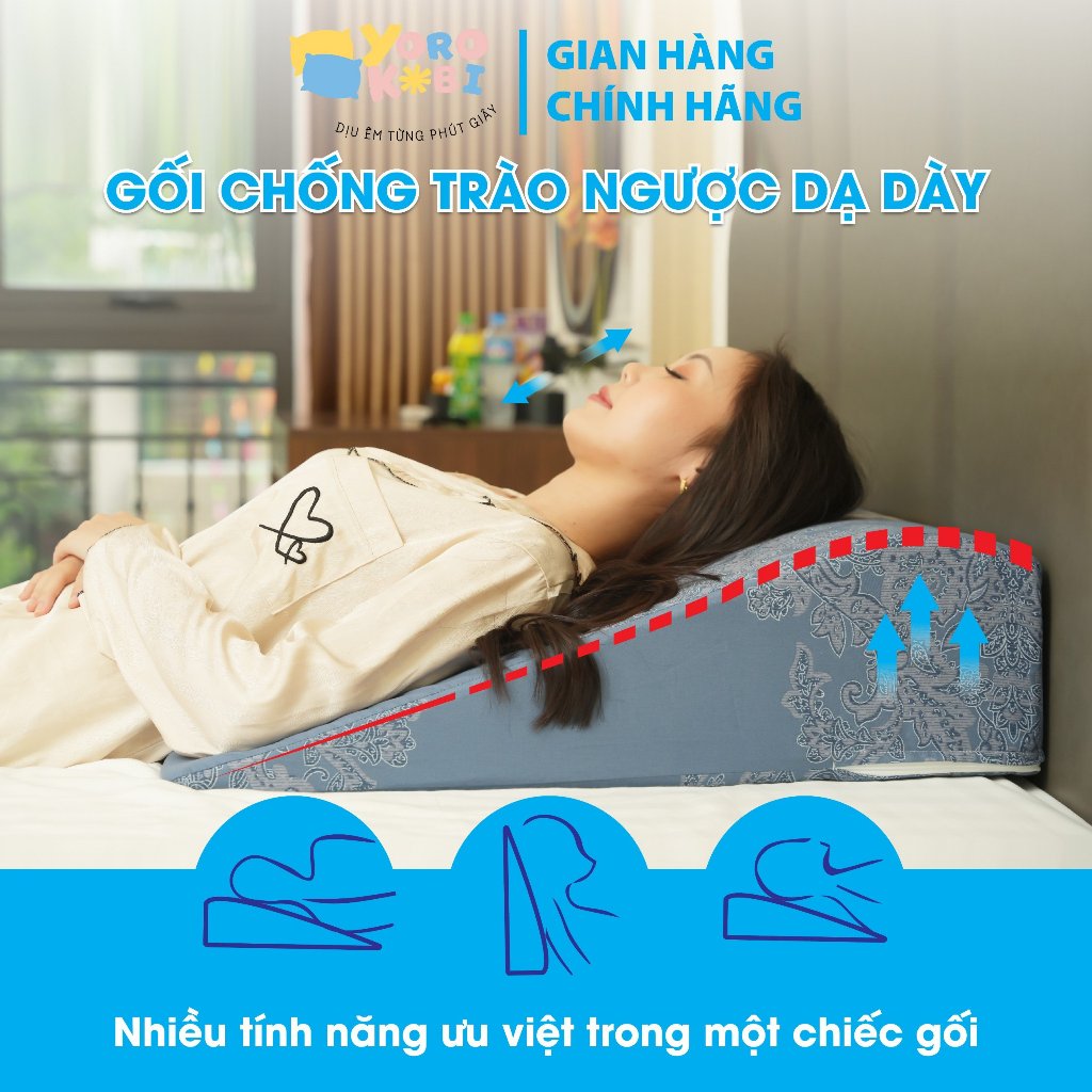 Gối chống trào ngược dạ dày người lớn Yorokobi, KT 69x60x18cm (bo tròn đỉnh gối chống trơn tụt)