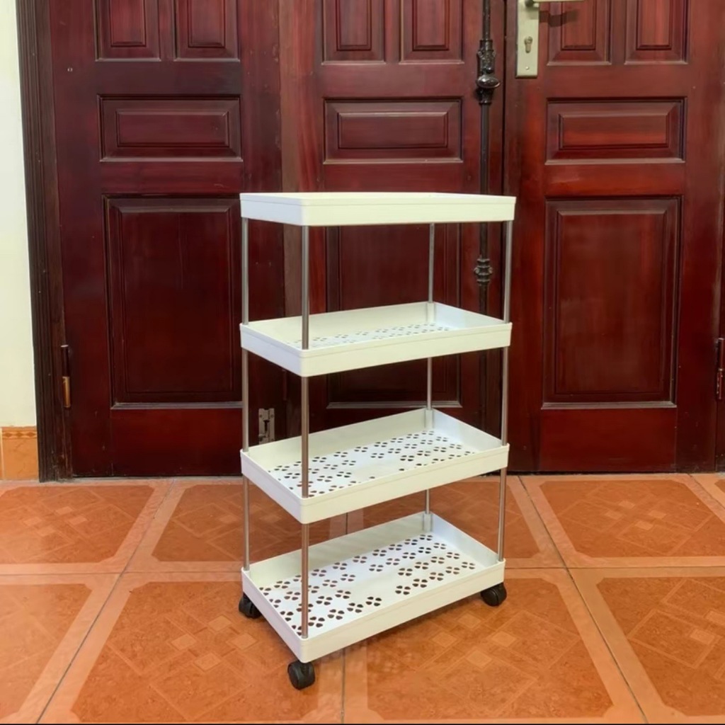 Kệ đựng đồ đa năng 3 tầng,4 tầng có bánh xe đẩy chuyên dụng cho spa, phòng tắm, bếp chất liệu inox cao cấp