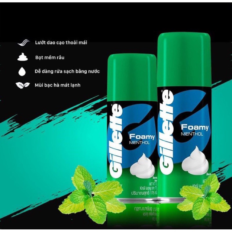 Bọt Cạo Râu Gillette Hương Chanh, Hương Bạc Hà 175g