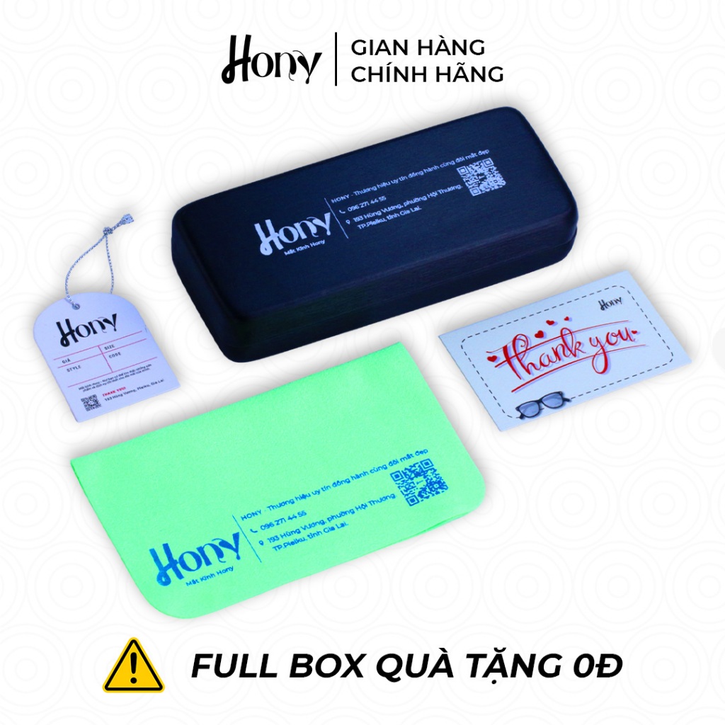 Mắt kính Unisex thời trang HONY - Gọng nhựa form chữ nhật cao cấp