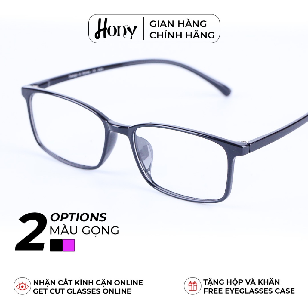 Mắt kính Unisex thời trang HONY - Gọng nhựa form chữ nhật cao cấp