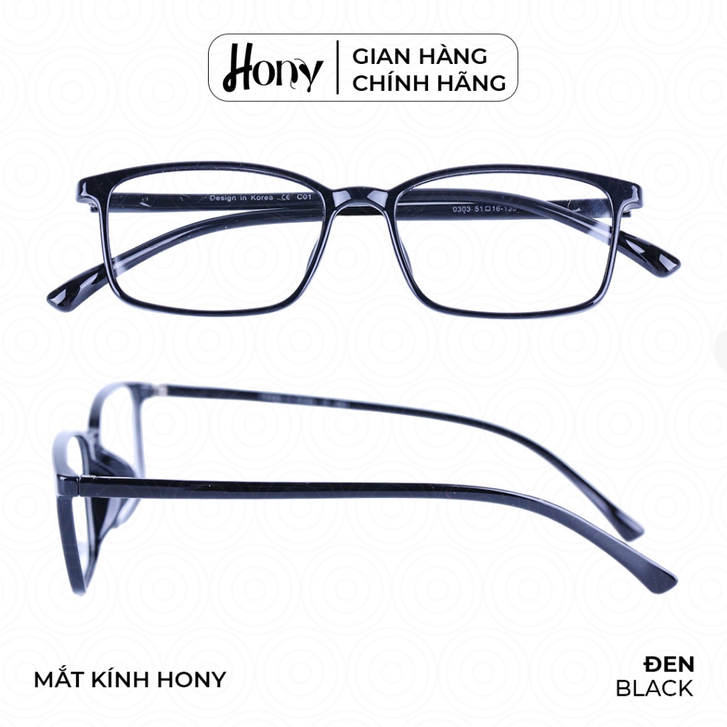 Mắt kính Unisex thời trang HONY - Gọng nhựa form chữ nhật cao cấp