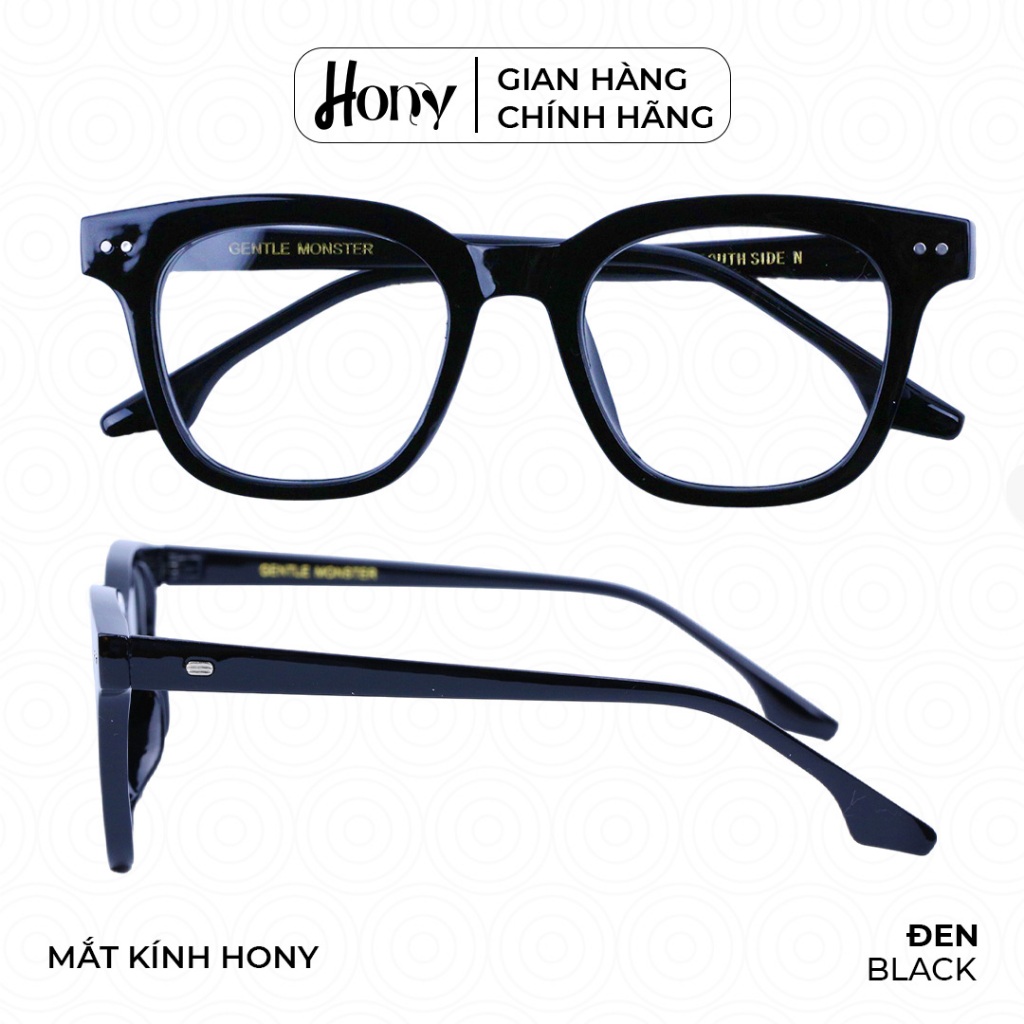 Mắt kính Unisex thời trang HONY - Gọng kính vuông nhựa cứng bo tròn cách điệu thời trang