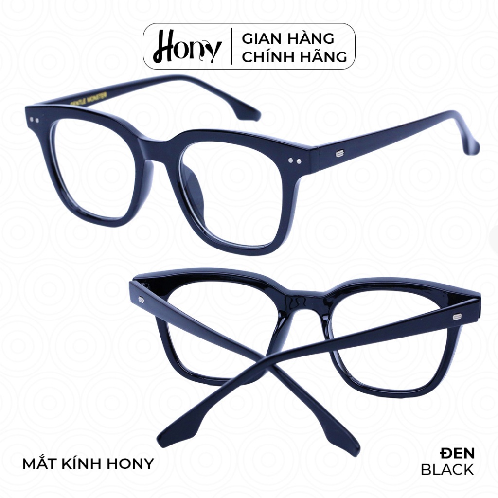Mắt kính Unisex thời trang HONY - Gọng kính vuông nhựa cứng bo tròn cách điệu thời trang