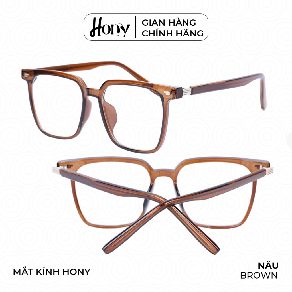 Mắt kính Unisex thời trang HONY - Gọng kính vuông nhựa cứng phong cách