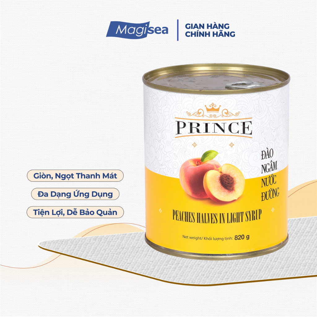 Đào Lon Prince (Đào miếng topping đồ uống, tươi, giòn, ngọt, tiết kiệm ...