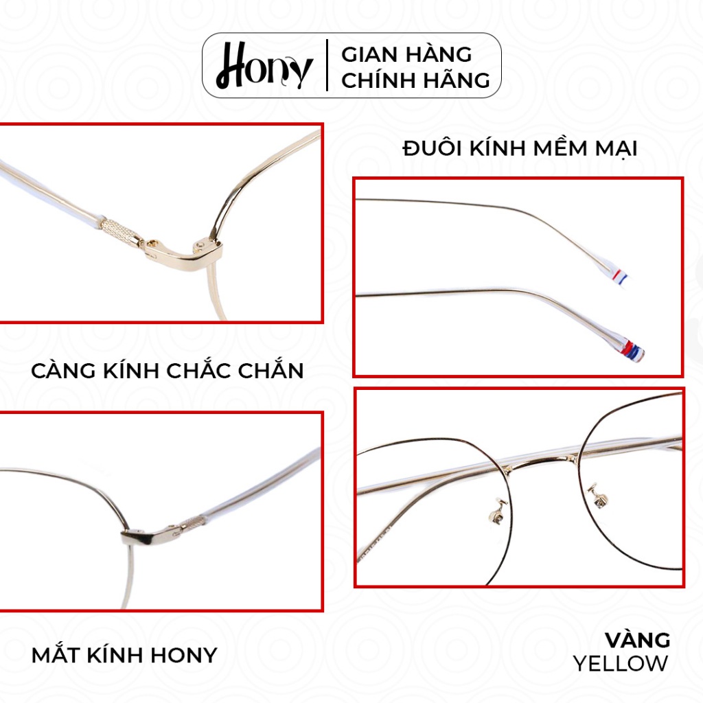Mắt kính Nữ thời trang HONY - Gọng kính vintage Kim loại cao cấp