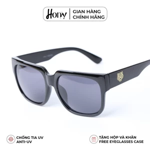 Kính râm Unisex thời trang HONY, tròng xám khung nhựa đen phong cách