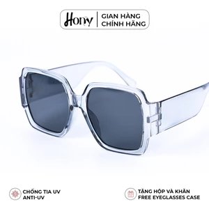 Kính râm Nữ thời trang HONY, tròng đen khung viền xám khung lớn cá tính