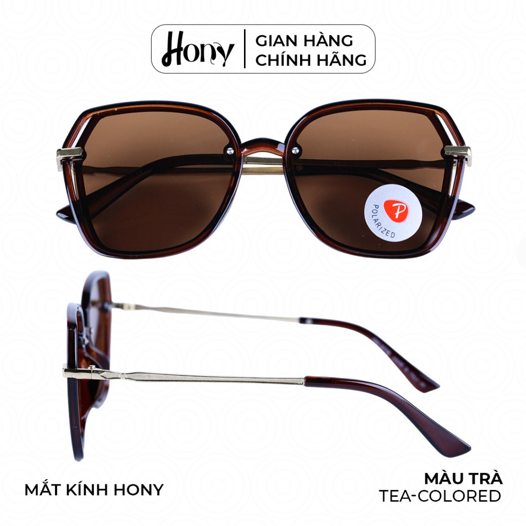 Kính râm Nữ thời trang HONY - Tròng trà khung viền hợp kim cá tính