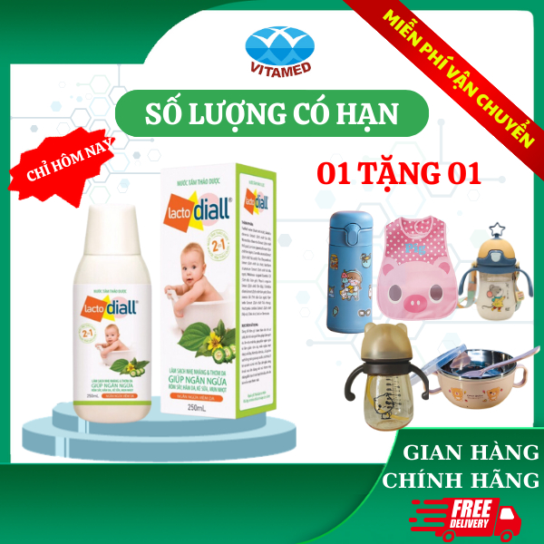 Lactodiall Nước tắm thảo dược cho bé làm sạch nhẹ nhàng, thơm da giúp ngăn ngừa rôm sẩy, hăm da, kê sữa mụn nhọt