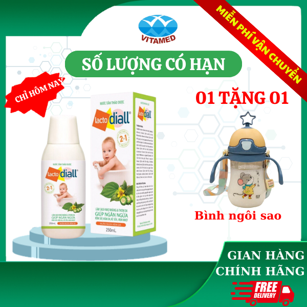 Lactodiall Nước tắm thảo dược cho bé làm sạch nhẹ nhàng, thơm da giúp ngăn ngừa rôm sẩy, hăm da, kê sữa mụn nhọt