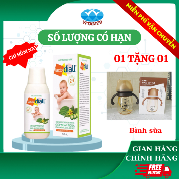 Lactodiall Nước tắm thảo dược cho bé làm sạch nhẹ nhàng, thơm da giúp ngăn ngừa rôm sẩy, hăm da, kê sữa mụn nhọt