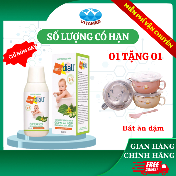 Lactodiall Nước tắm thảo dược cho bé làm sạch nhẹ nhàng, thơm da giúp ngăn ngừa rôm sẩy, hăm da, kê sữa mụn nhọt