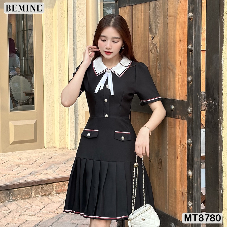 Ảnh Đầm thiết kế cổ sơ mi ngắn tay tùng xếp ly BEMINE MT8780 3