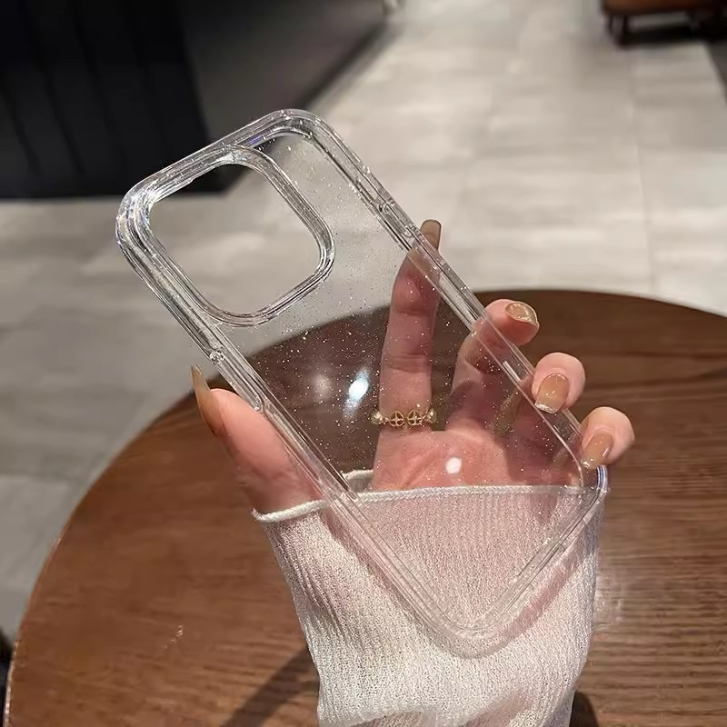 Ốp iphone dẻo trong suốt lấp lánh ánh kim