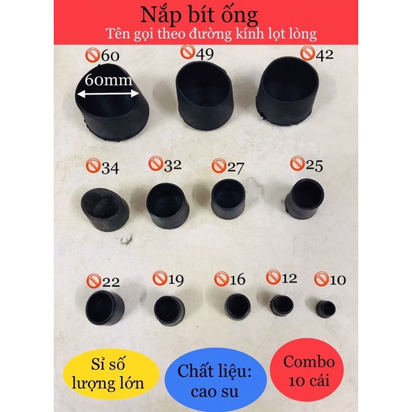 [Combo 10] Nắp bít, nắp chụp ống tròn size 10-12-15-18-21-25-27mm